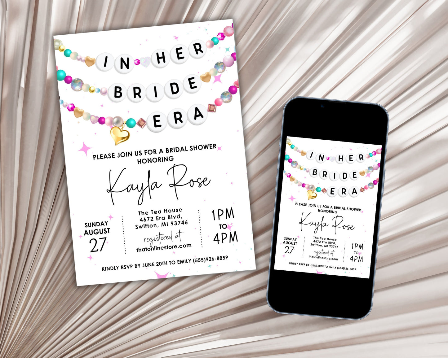 In Her Bride Era Friendship Bracelet Bridal Shower Invitation, Bridal Invitation, Wedding Era Digital Download, Printable Editable Template