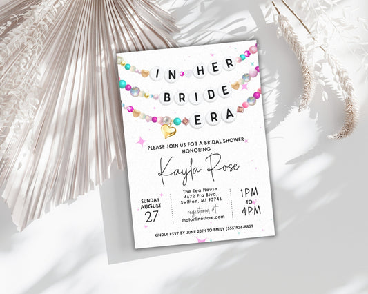 In Her Bride Era Friendship Bracelet Bridal Shower Invitation, Bridal Invitation, Wedding Era Digital Download, Printable Editable Template