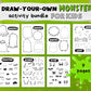 Draw Your Own Monster Activity for Kids, Cartoon Character Tracing Activity Pages, Make Own Crazy Caricatures, Instant Printable Download