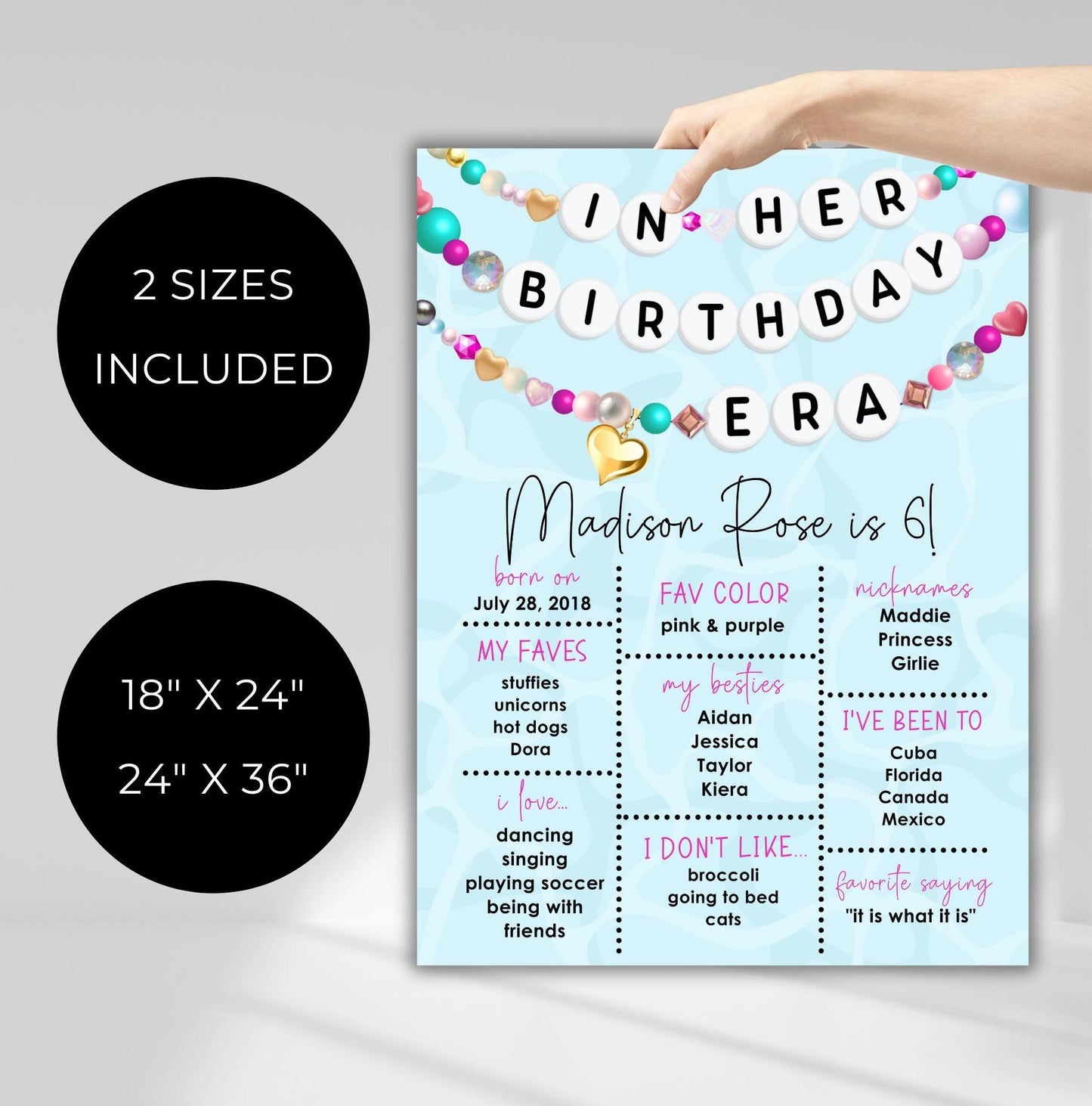 In My Birthday Era Friendship Bracelet Milestone Birthday Welcome Sign - Editable Template