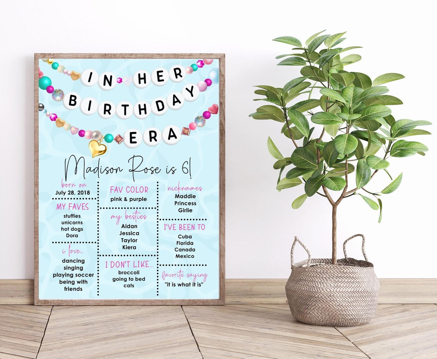 In My Birthday Era Friendship Bracelet Milestone Birthday Welcome Sign - Editable Template