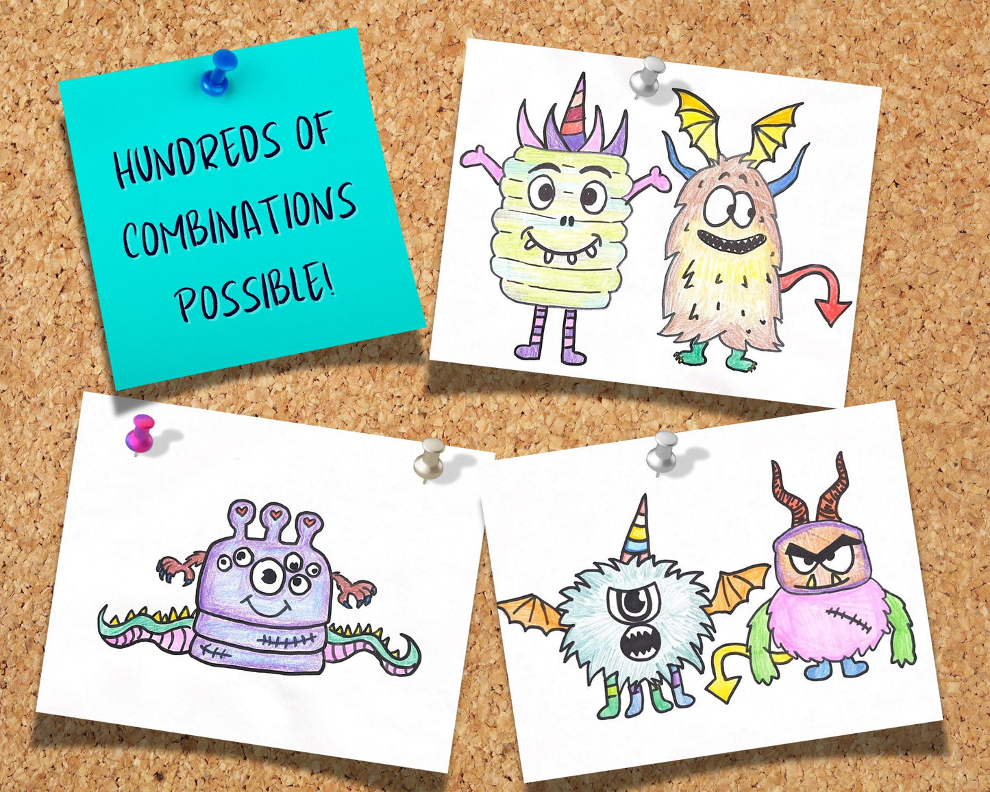 Draw Your Own Monster Activity for Kids, Cartoon Character Tracing Activity Pages, Make Own Crazy Caricatures, Instant Printable Download