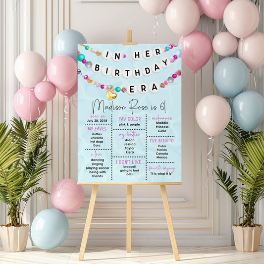 In My Birthday Era Friendship Bracelet Milestone Birthday Welcome Sign - Editable Template