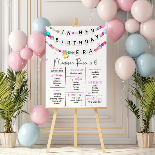 In My Birthday Era Friendship Bracelet Milestone Birthday Welcome Sign - Editable Template