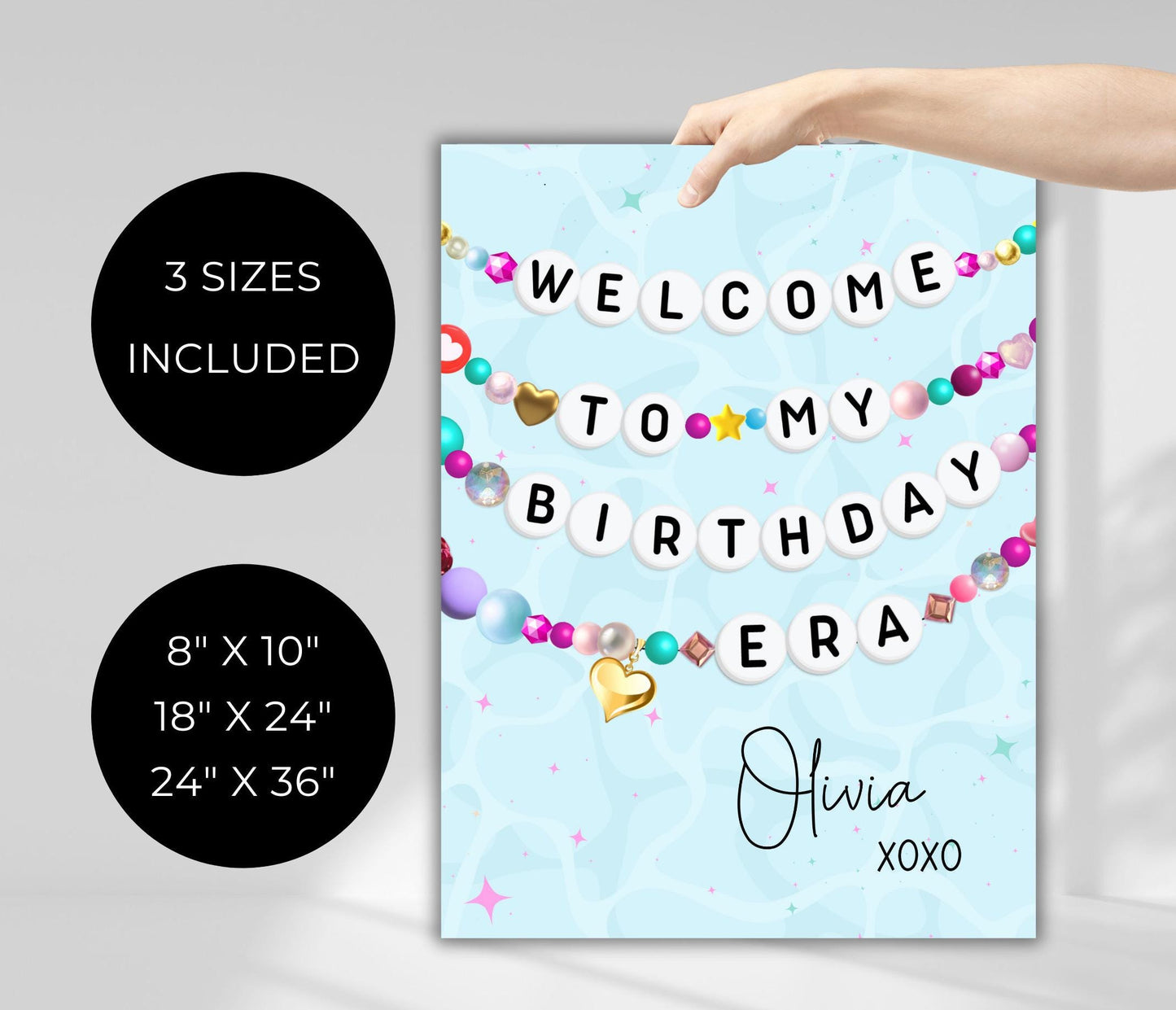 Welcome to My Birthday Era Sign, Friendship Bracelet Poster Template, Matching Party Decor Board, Digital Download, Editable Printable