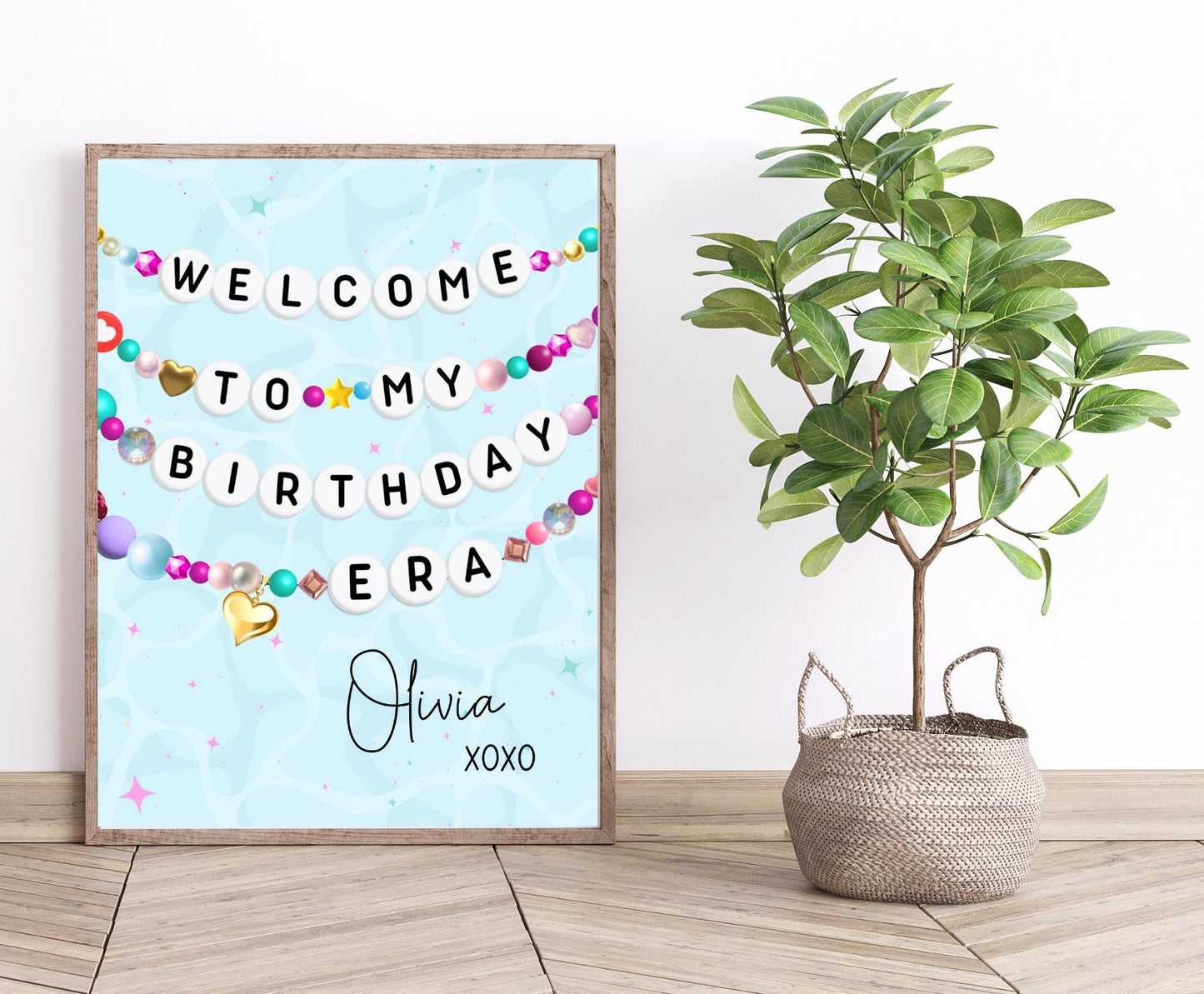 Welcome to My Birthday Era Sign, Friendship Bracelet Poster Template, Matching Party Decor Board, Digital Download, Editable Printable