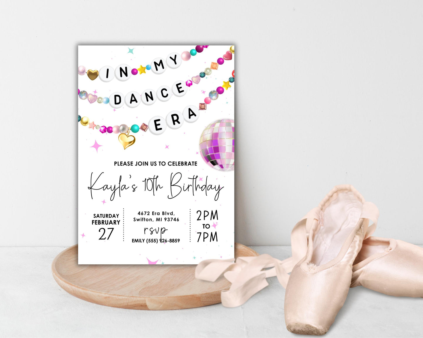 In My Dance Era Friendship Bracelet Invitation, Girl Birthday Invite, Ballet Dance Lover Event Digital Download, Printable Editable Template