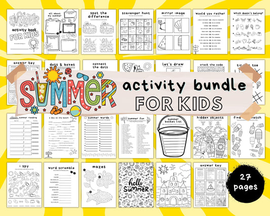 Ultimate Summer Activity Bundle for Kids, Activity Pack, Summer Vacation Printables, Children Games, Summer Game, Boy Girl Summer Activities