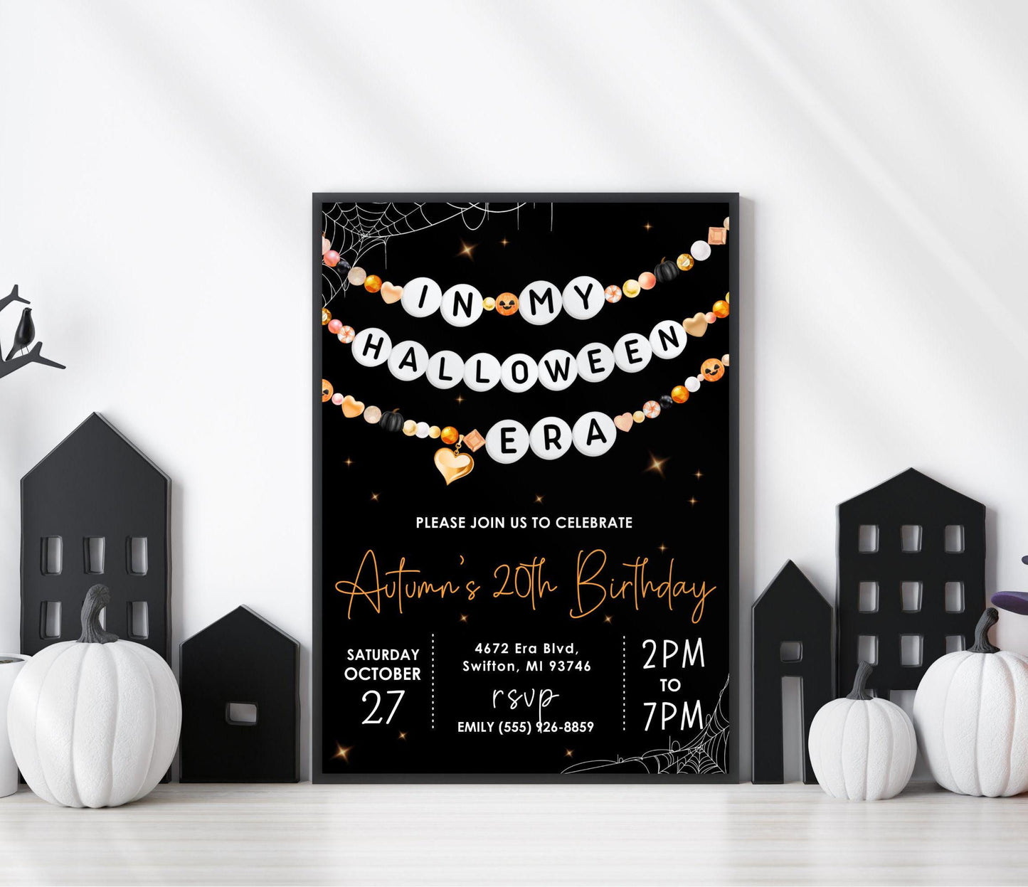 In My Halloween Era Friendship Bracelet Invitation, Girl Birthday Invitation, Party Era Digital Download, Printable Editable Template