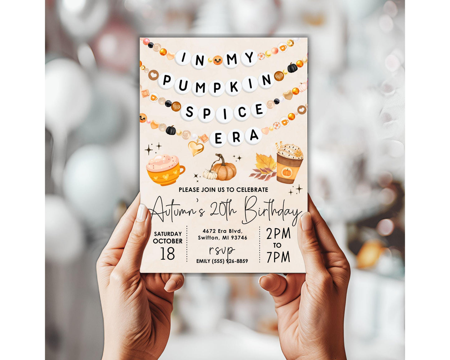 In My Pumpkin Spice Era Friendship Bracelet Invitation, Autumn Vibes, Halloween Pumpkin Party Digital Download, Printable Editable Template