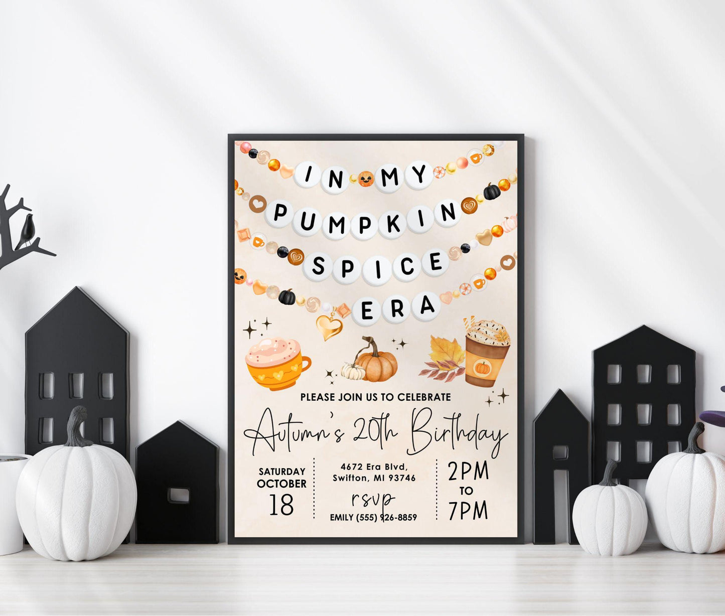 In My Pumpkin Spice Era Friendship Bracelet Invitation, Autumn Vibes, Halloween Pumpkin Party Digital Download, Printable Editable Template