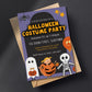 Halloween Kids Party Invitation, Trick or Treat Party Invite, Costume Party Invite, Black Orange Invitation, DIY Editable Digital Download