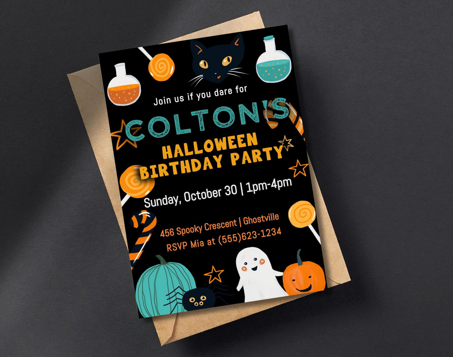 Halloween Birthday Party Invitation, Halloween Bday Invite, Printable October Birthday Invite, Instant Digital Download, Editable Template