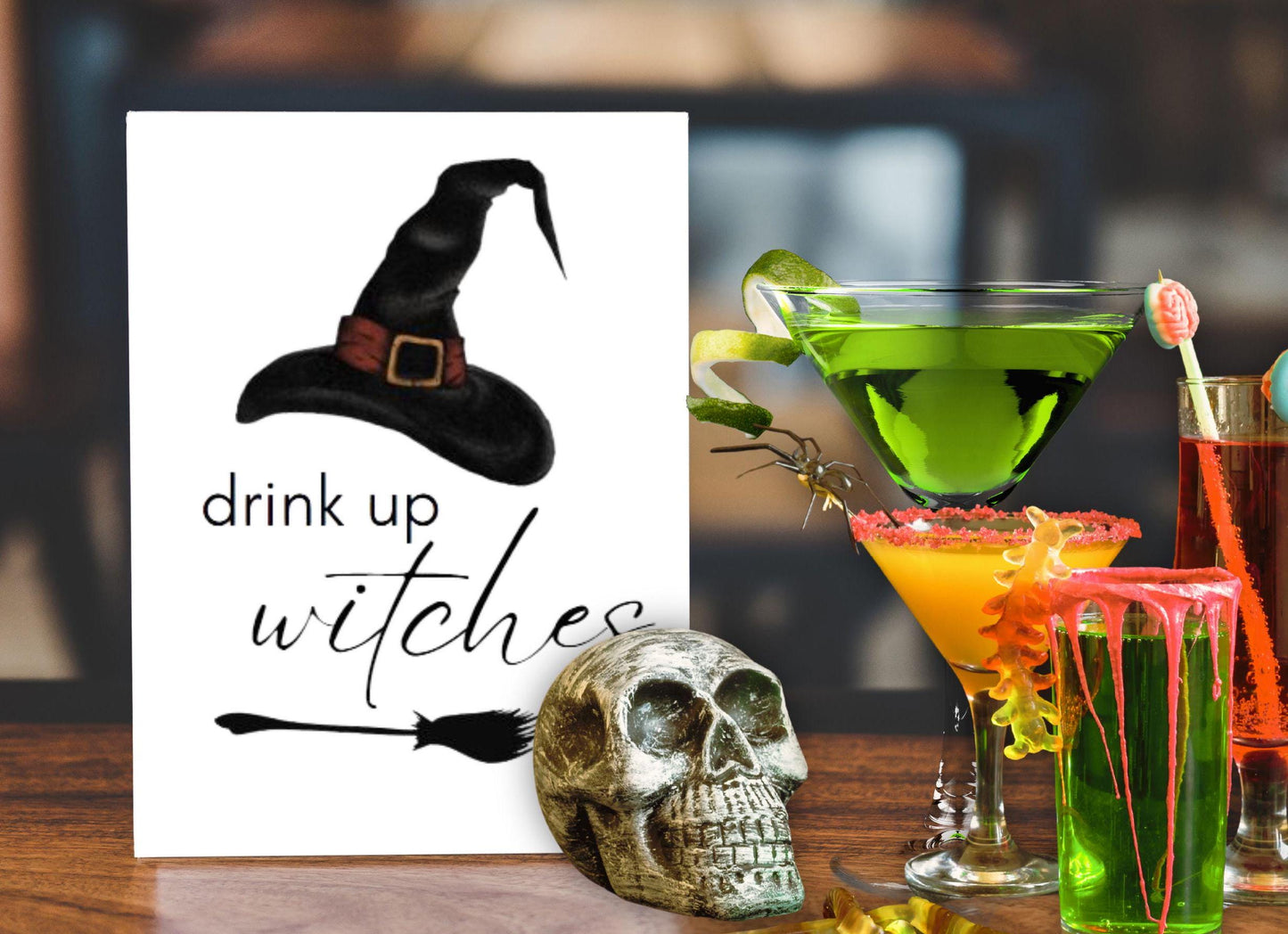 Halloween Drinking Decor Set of 4 Digital Prints, Wall Art, Drink Signs, Bar Menu, Decor Bundle, Instant Printable Digital Downloads