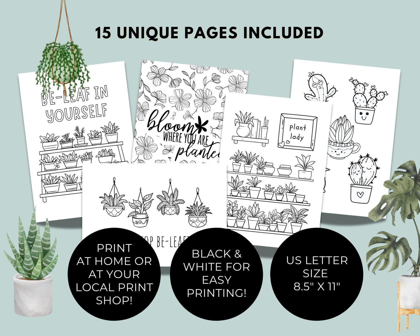 Plant Lover Coloring Pages, Plant Mom Coloring Sheets for Adults, Teens, Kids, Printable Plant Quotes, Flower Coloring Page,Instant Download