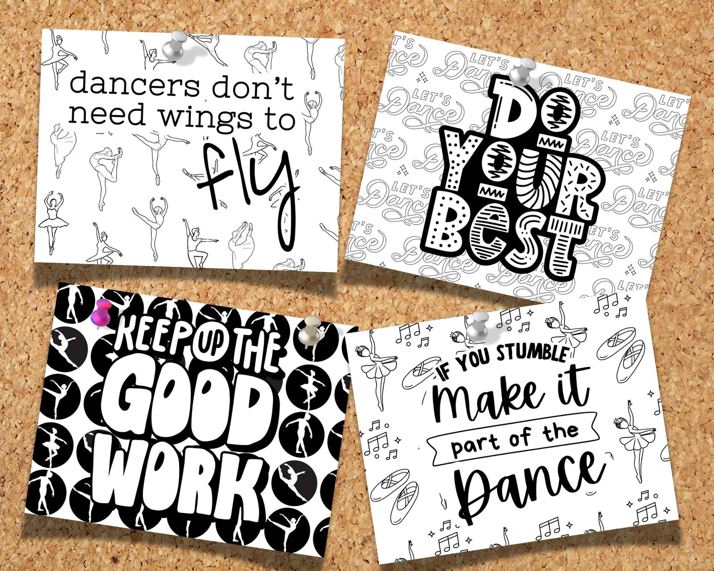 Dance Quotes Coloring Pages, Positive Affirmation Sheets for Kids, Dancers, Printable Inspirational Ballet Dancing Quotes, Instant Download