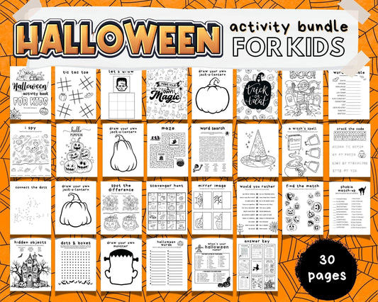 Ultimate Halloween Activity Bundle for Kids, Halloween Printable, Kid Games, Fall Worksheet, Trick or Treat Coloring Pages, Child Activities