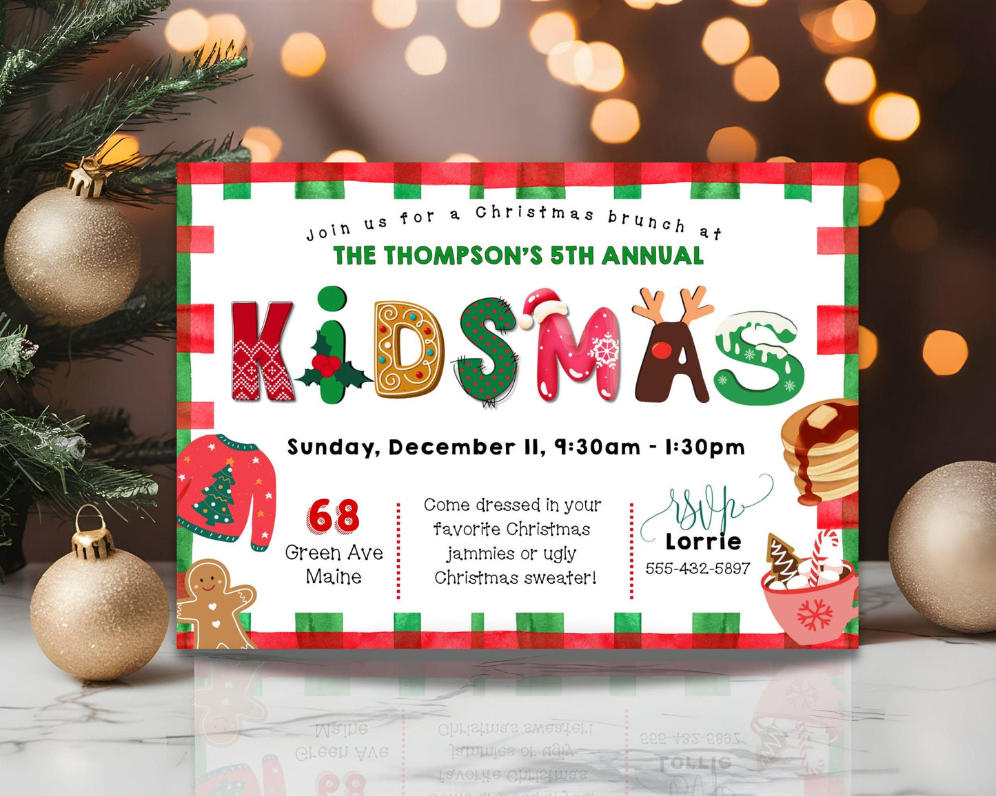 Christmas Party Invitation, Kids Holiday Party Invitation, Kidmas Invite, DIY Editable Printable XMAS Invite, Cute Children Christmas Event