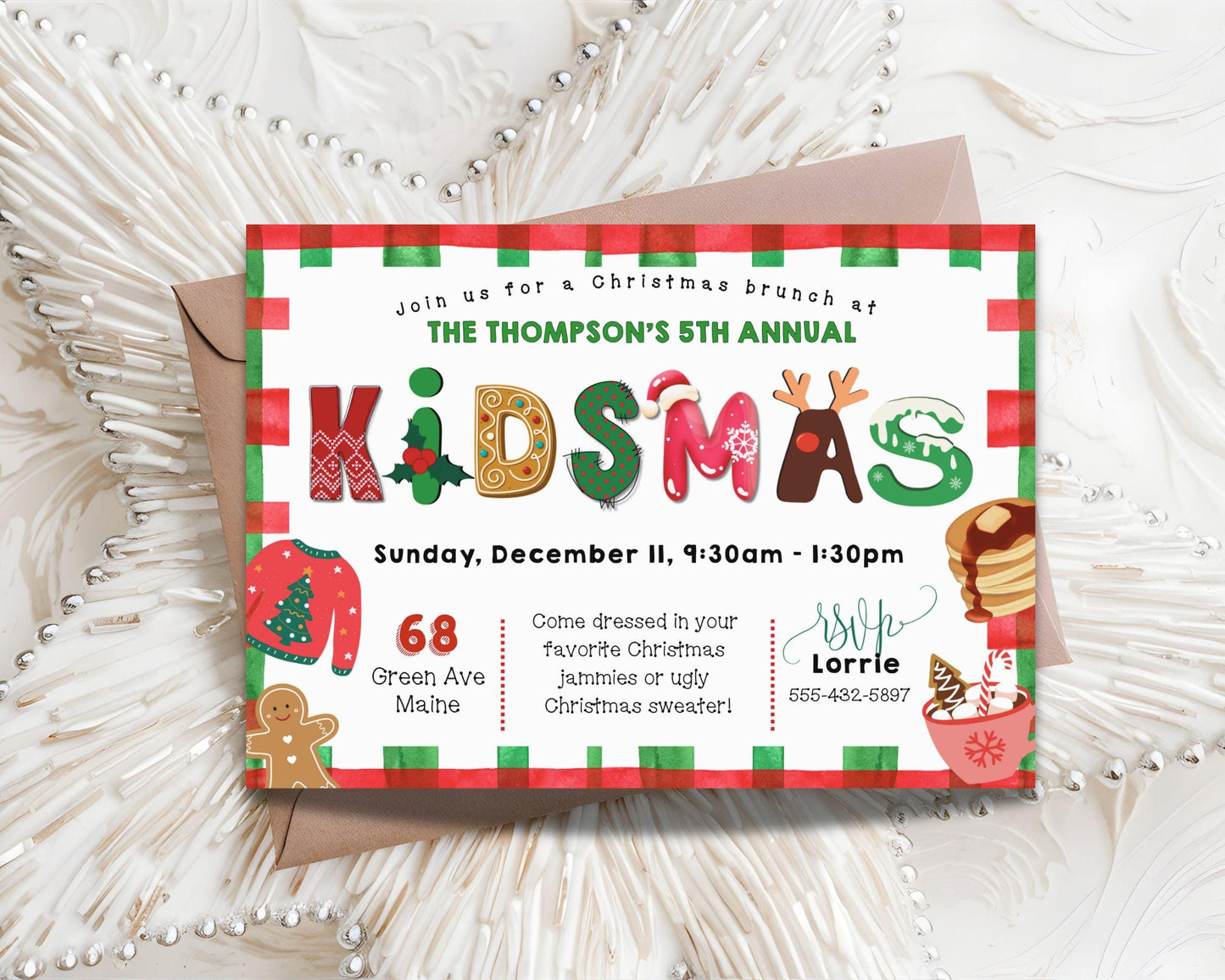 Christmas Party Invitation, Kids Holiday Party Invitation, Kidmas Invite, DIY Editable Printable XMAS Invite, Cute Children Christmas Event