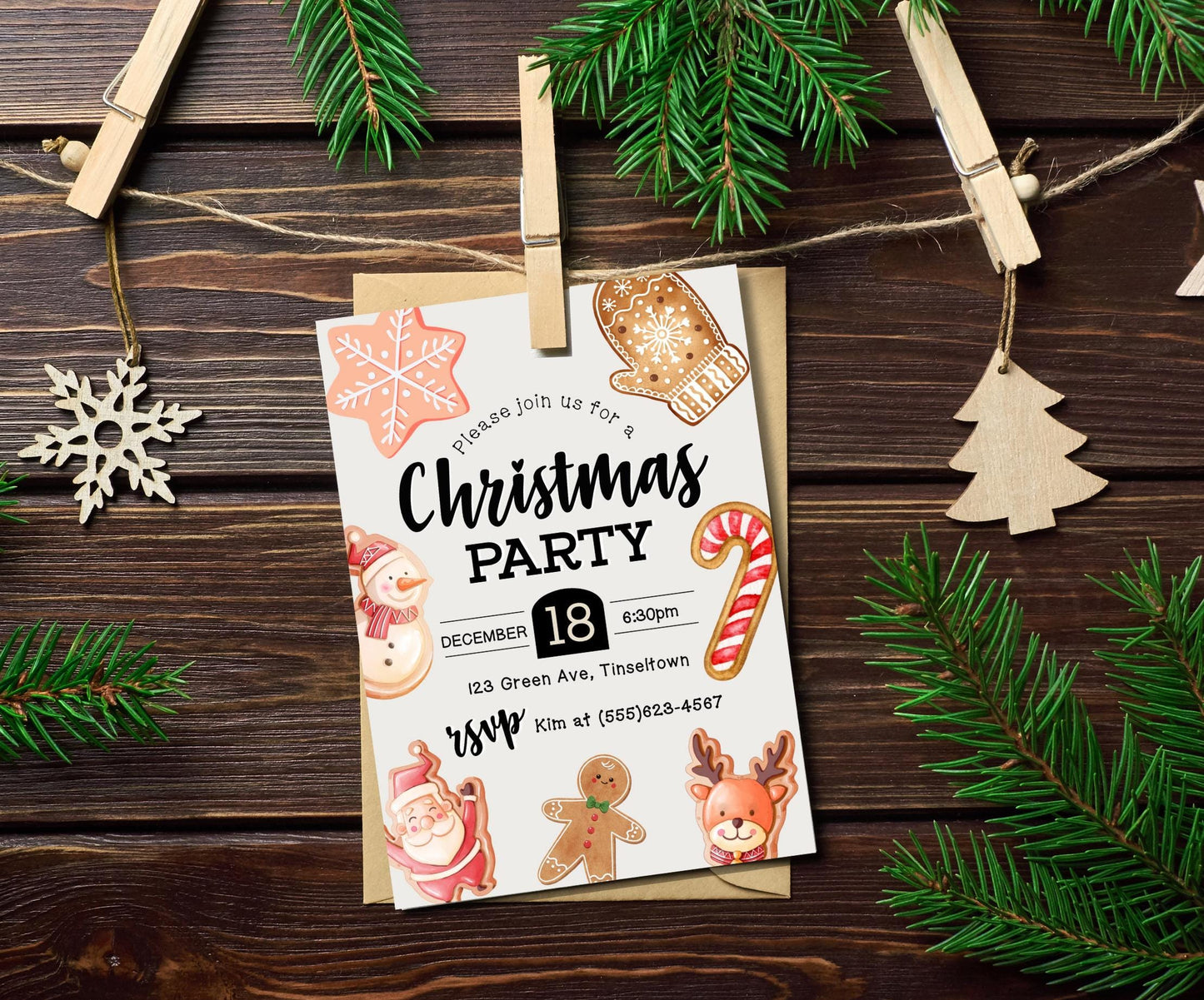 Christmas Party Invitation, Holiday Party Invitation, Kid Christmas Party Invite, DIY Seasonal XMAS Invite, DIY Editable Printable Template