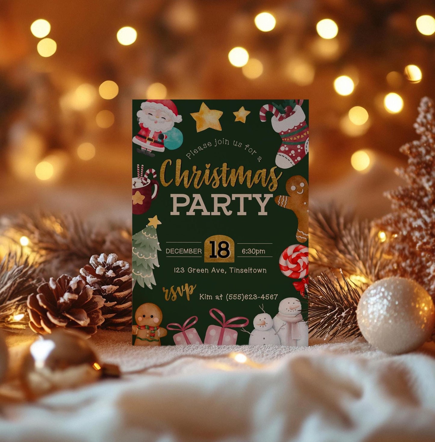 Christmas Party Invitation, Holiday Party Invitation, Kid Christmas Party Invite, DIY Editable Printable Template, DIY Xmas Event Invite