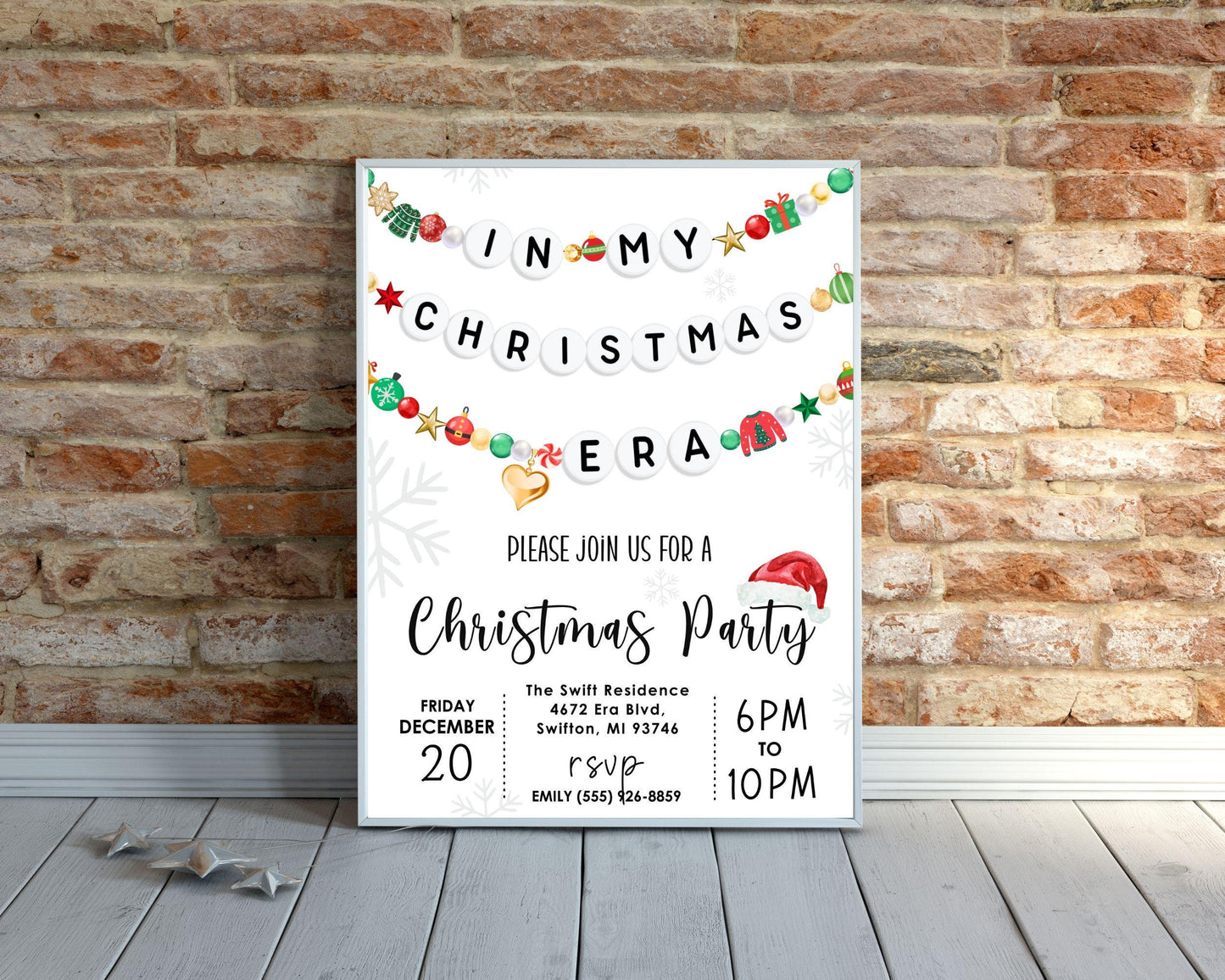 In My Christmas Era Holiday Party Invitation, Xmas Gathering Printable Editable Template,  Digital Download,Friendship Bracelet Theme Invite