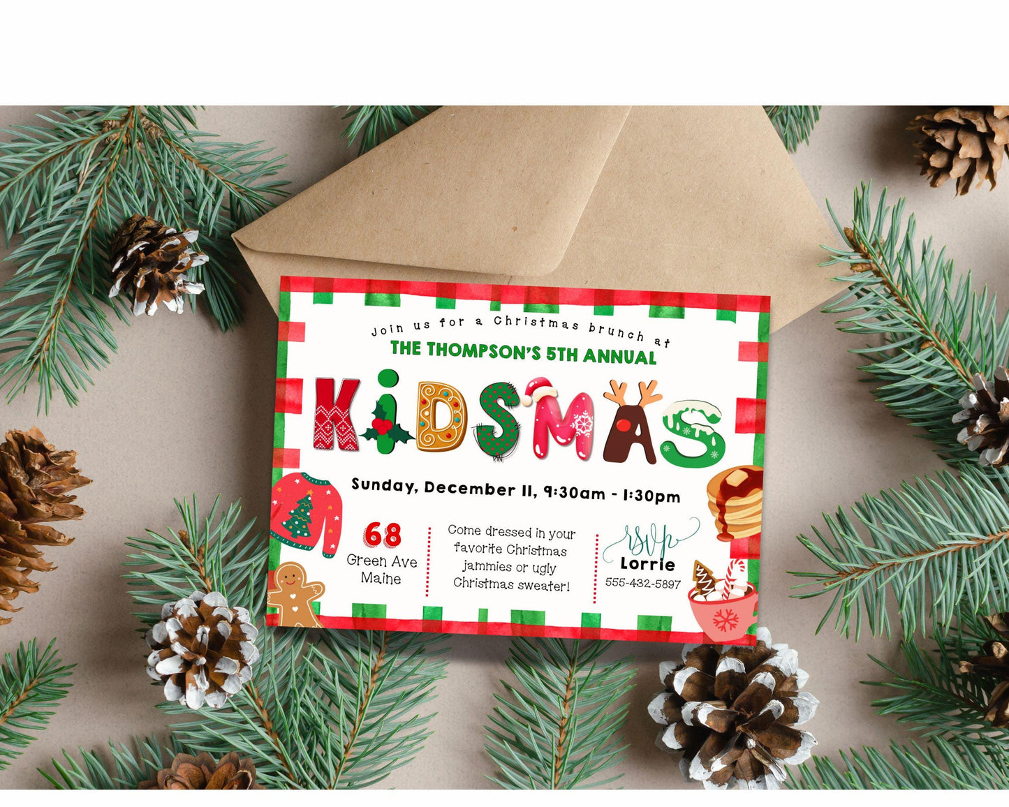 Christmas Party Invitation, Kids Holiday Party Invitation, Kidmas Invite, DIY Editable Printable XMAS Invite, Cute Children Christmas Event