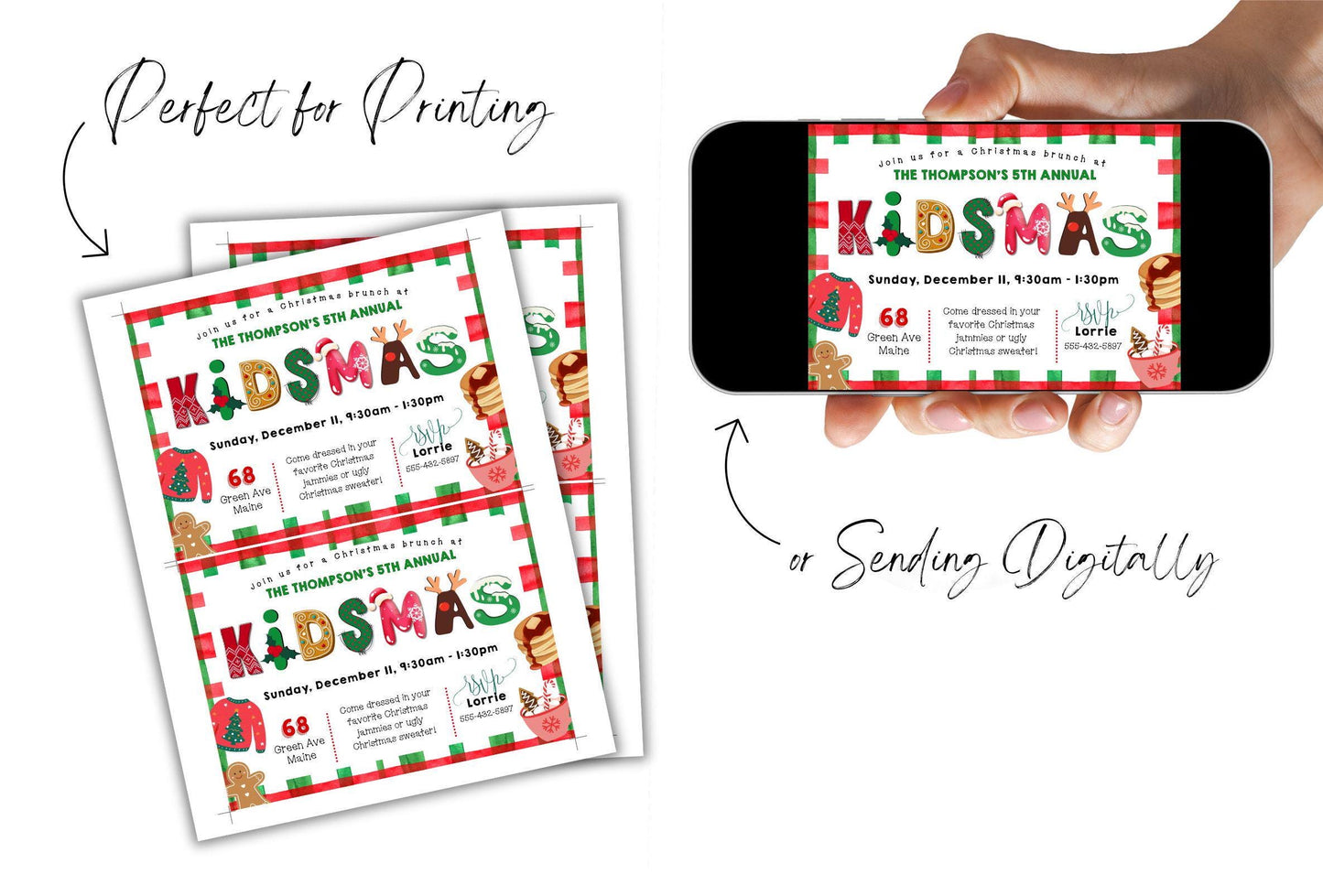 Christmas Party Invitation, Kids Holiday Party Invitation, Kidmas Invite, DIY Editable Printable XMAS Invite, Cute Children Christmas Event