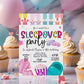 Sleepover Birthday Party Invitation, Pink Girl Slumber Party Birthday Invite, DIY Editable Printable Template, Spa Party Kids Tweens Teens