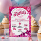 Pink Fashion Doll Christmas Birthday Party Invitation, Girl Invitation, Pink Sparkle Invite, Holiday Digital Download, DIY Editable Template