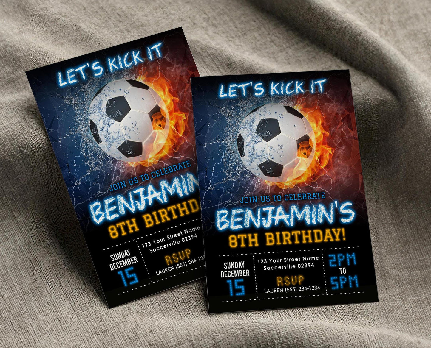 Editable Soccer Birthday Party Invitation Template, Printable Kid Soccer Bday Invite, DIY Boy Invitation, Let's Kick It Football Theme Party