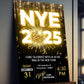 New Year's Eve Party Invitation, NYE Invitation, New Years Invite, DIY Editable 2025 Countdown Event Invite, Black and Gold Party Invitation