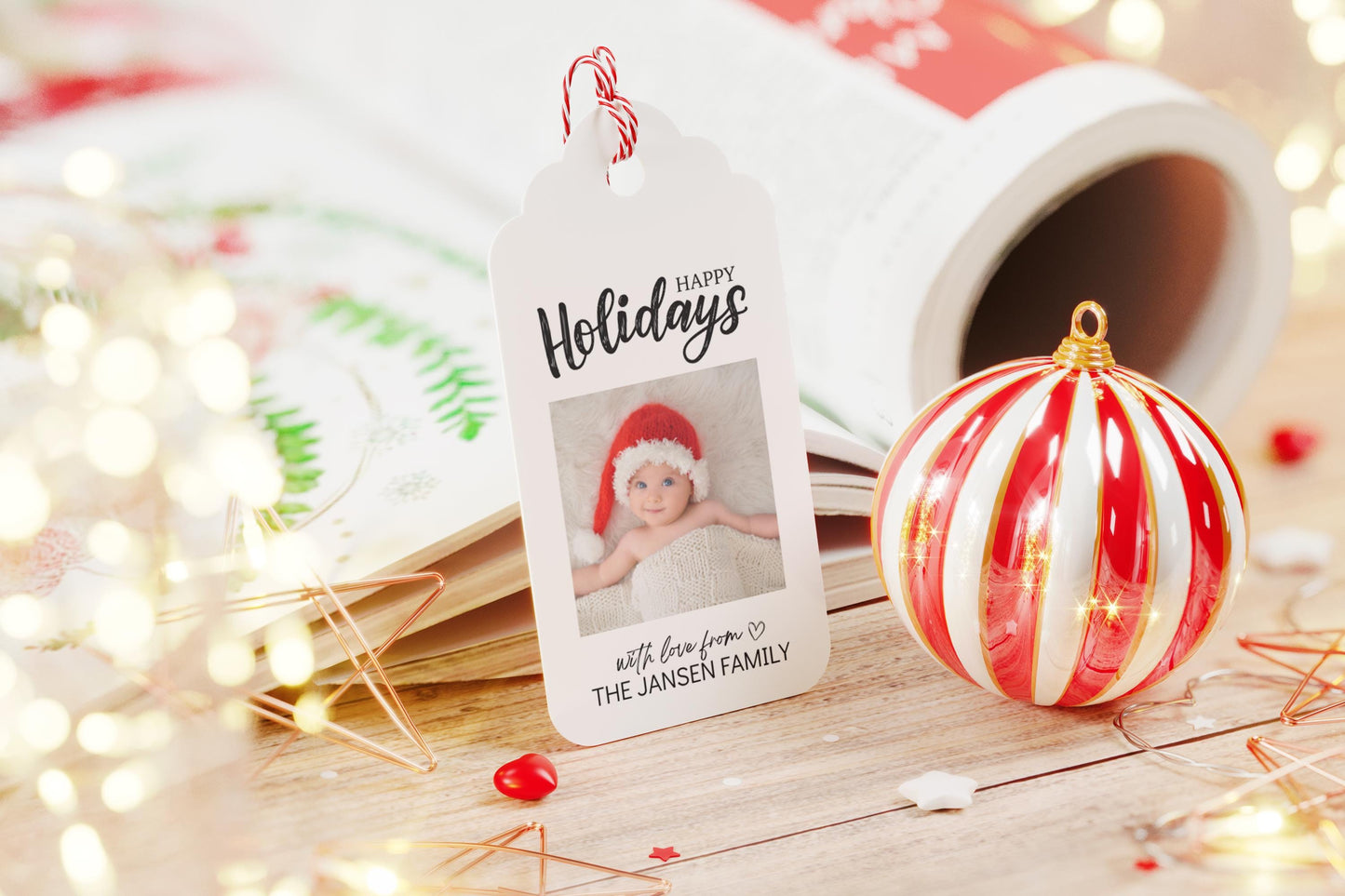 Printable Christmas Gift Tag with Photo, Digital Editable Family Photo Gift Tags, DIY Personalized Gift Tag, Editable Custom Holiday Tags