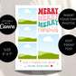 Photo Merry Christmas Happy New Yard Card, Custom Holiday Greeting Card, Family Photo Christmas Card Digital Download, DIY Editable Template