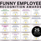 25 Funny Employee Recognition Award Certificates, Editable Template, Staff Appreciation, Funny Gift for Staff Employee Coworker Colleague