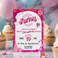 Pink Fashion Doll Christmas Birthday Party Invitation, Girl Invitation, Pink Sparkle Invite, Instant Digital Download, DIY Editable Template