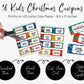 Editable Christmas Coupon Book for Kids, Child Stocking Stuffer, Printable Christmas Coupons from Mom & Dad, Children's Coupon DIY Activity