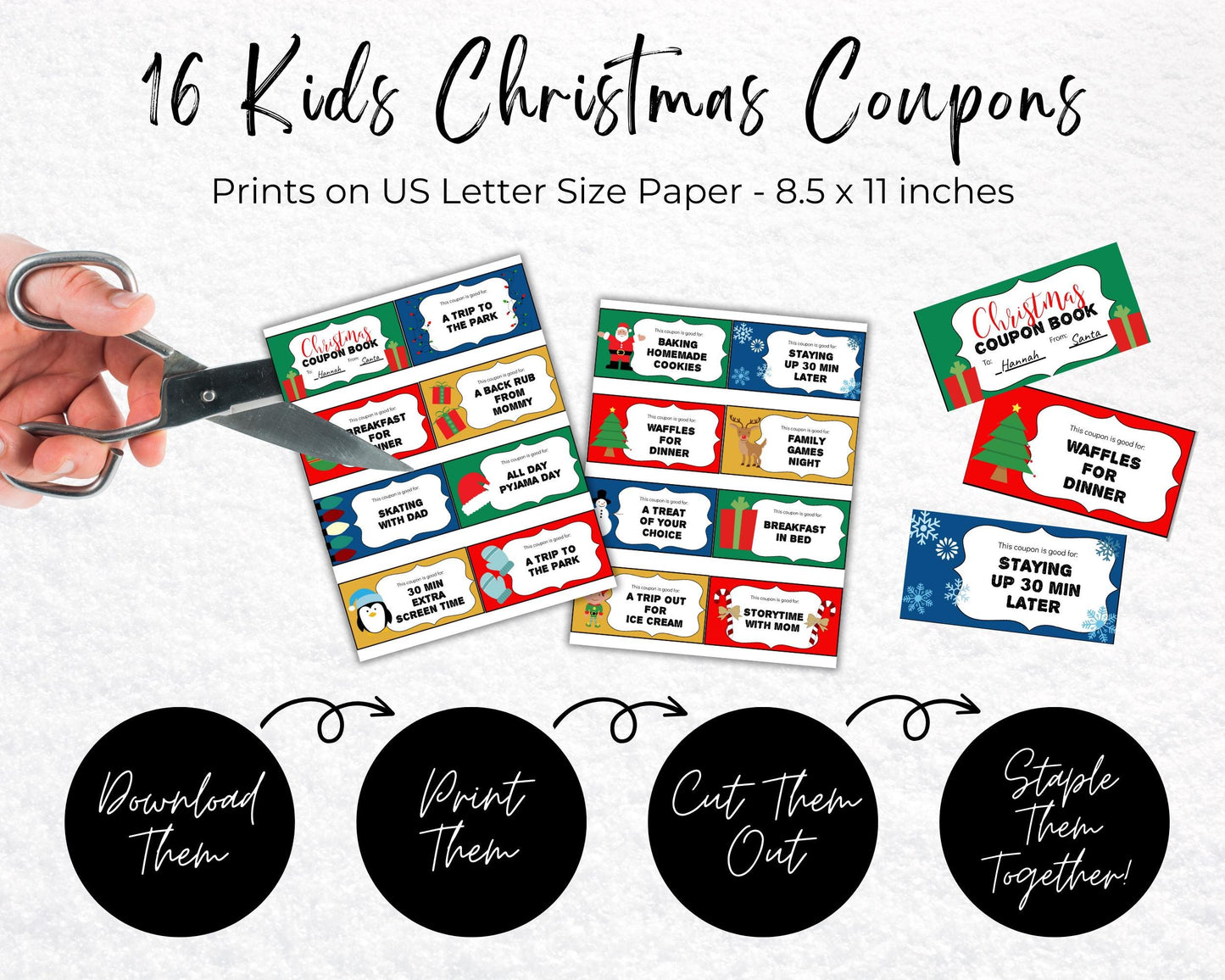 Editable Christmas Coupon Book for Kids, Child Stocking Stuffer, Printable Christmas Coupons from Mom & Dad, Children's Coupon DIY Activity