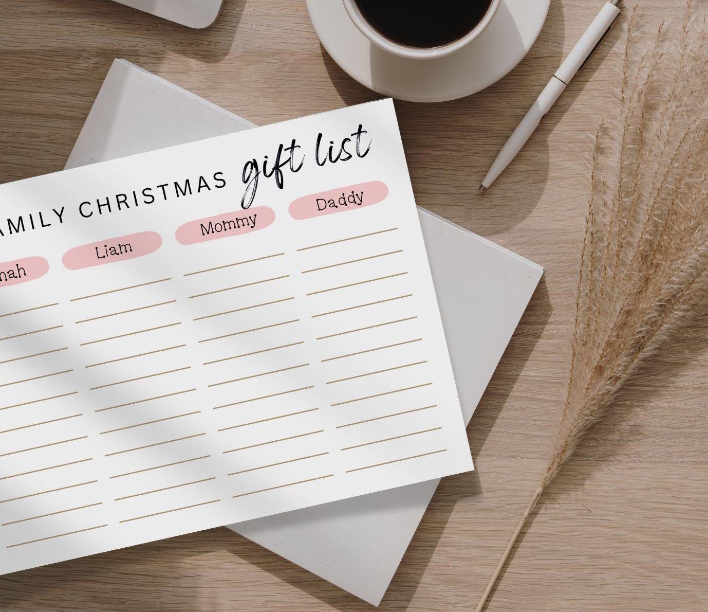 Christmas Wish List Tracker, Editable Gift List Planner, Holiday Wish List Template for Family & Friends, Personalized Printable Wishlist