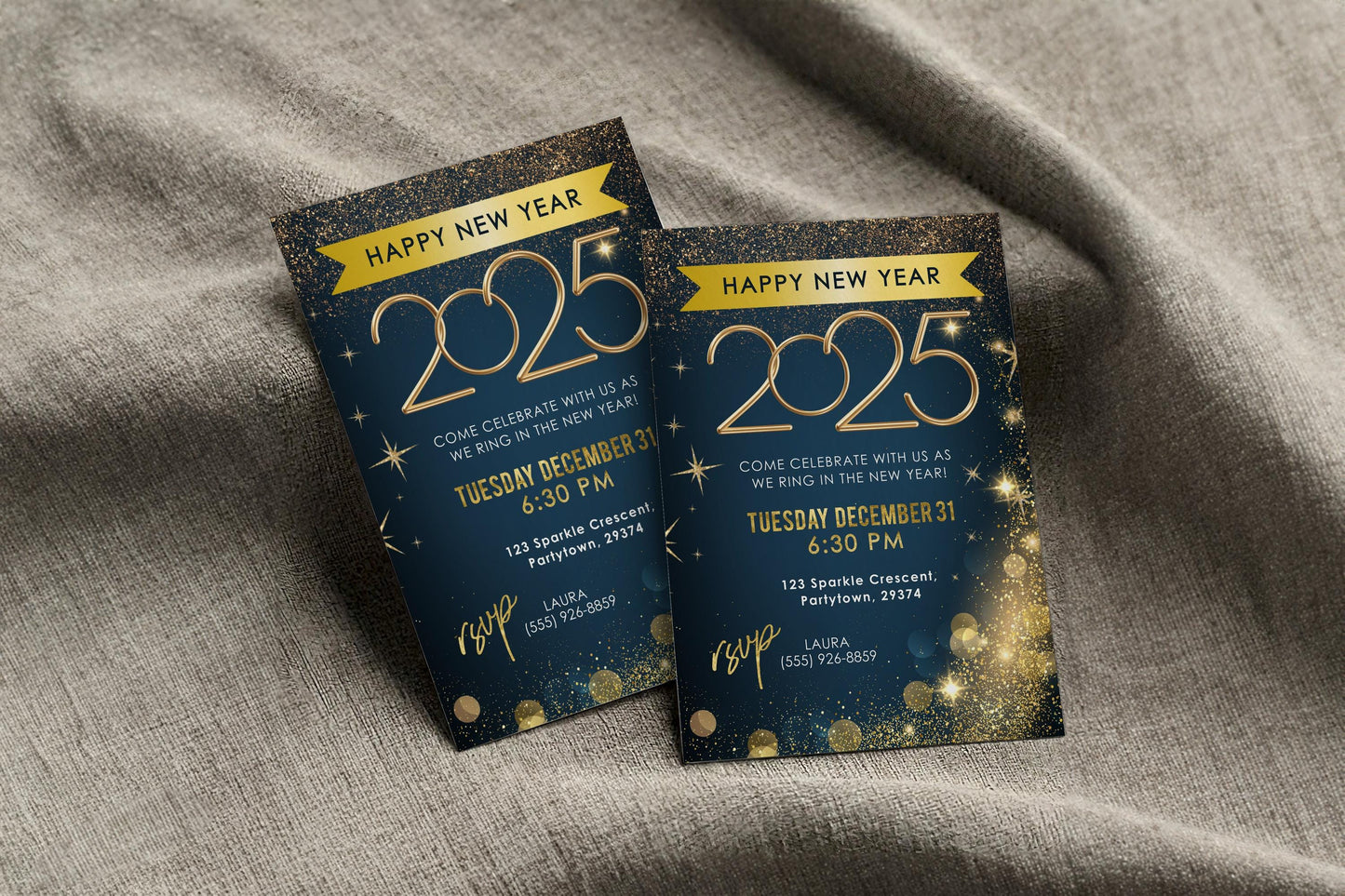 New Year's Eve Party Invitation, NYE Invitation, New Years Invite, DIY Editable Template, 2025 NY Celebration, Gold Glitter Party Invitation