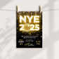 New Year's Eve Party Invitation, NYE Invitation, New Years Invite, DIY Editable 2025 Countdown Event Invite, Black and Gold Party Invitation