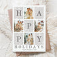 Photo Christmas Card, Customizable Merry Christmas Happy Holiday Card, Family Photos Greeting Card Digital Download, DIY Editable Template