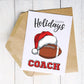 Christmas Card for Football Coach, Holiday Thank You Greeting Card, Football Team Printable Folded Card for Coaches from Players, Santa Hat