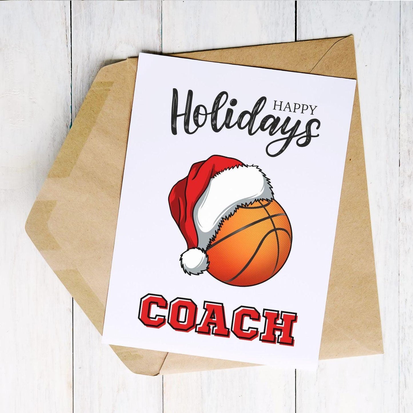 Christmas Card for Hockey Coach, Holiday Thank You Greeting Card, Hockey Team Printable Folded Card for Coaches from Players, Hockey Skate