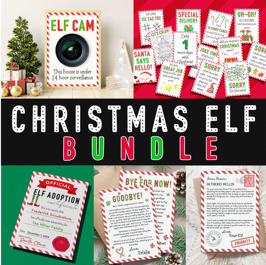 Editable Christmas Elf Bundle, Daily Elf Notes & Fun Activites, Welcome and Goodbye Letters, Elf Adoption Certificate,Arrival Letter,Elf Cam