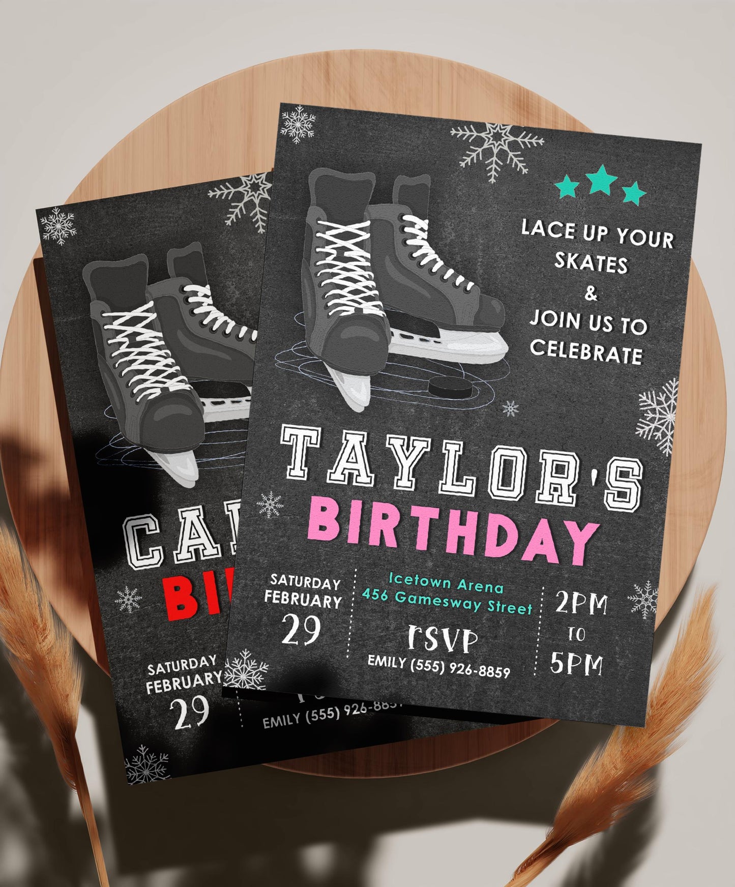 Hockey Birthday Party Invitation, Ice Skate Invite, Skating Rink Party, Hockey Skates Event, Boy Girl Child Bday DIY Editable Template Evite