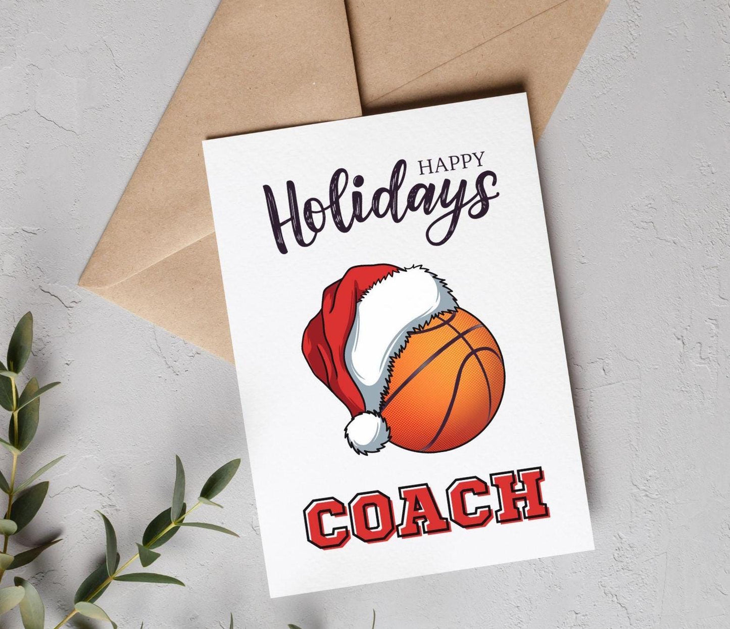 Christmas Card for Hockey Coach, Holiday Thank You Greeting Card, Hockey Team Printable Folded Card for Coaches from Players, Hockey Skate