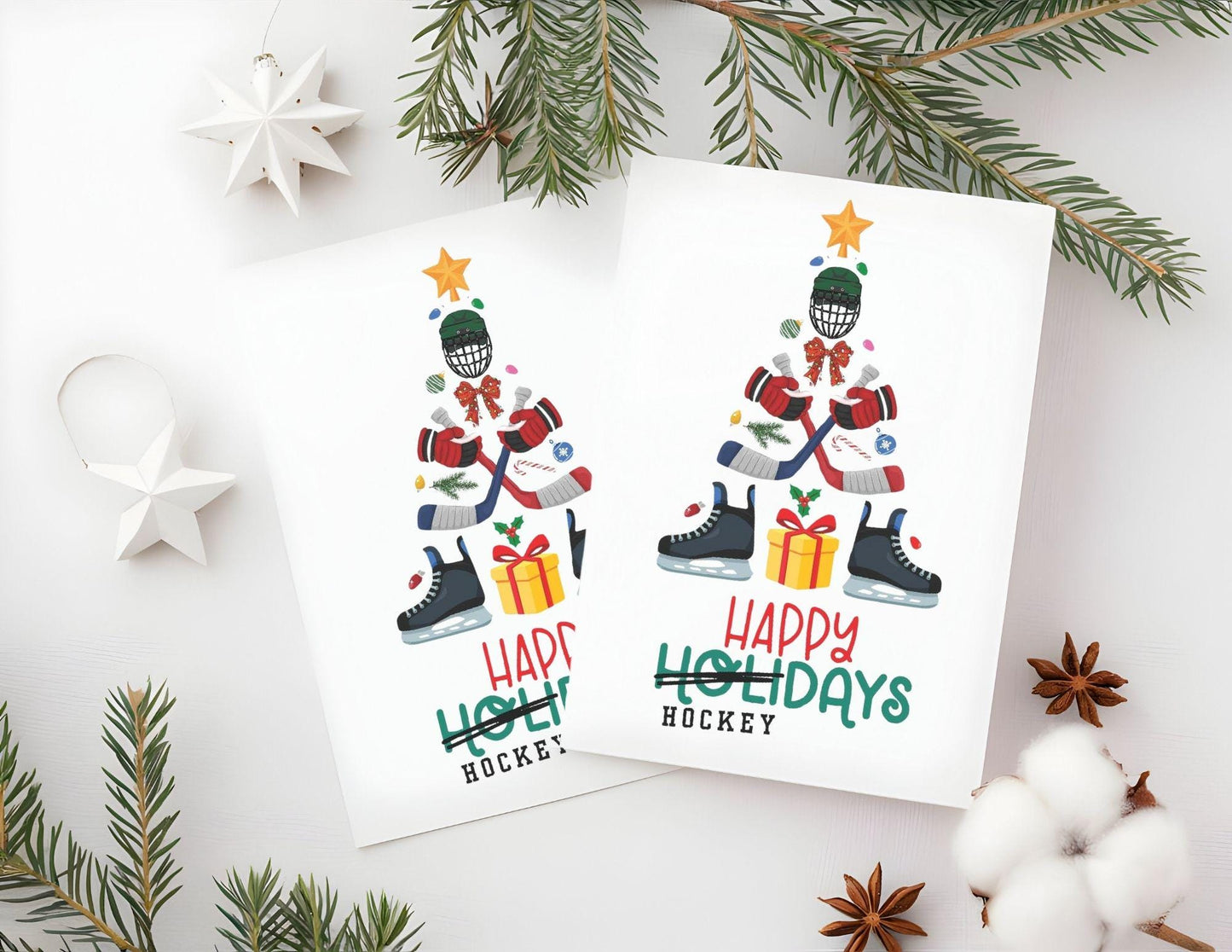 Christmas Card for Hockey Player, Holiday Greeting Card, Hockey Team Printable Folded Card from Coach, Happy Hockey Days Xmas Card Download