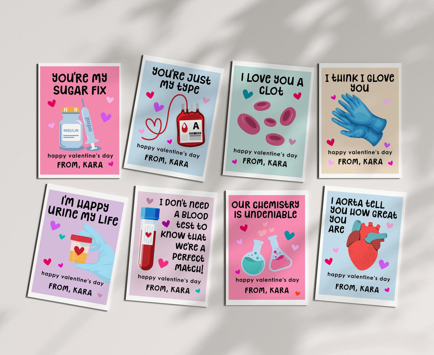 Medical Valentine's Day Cards, Funny Printable VDay Cards for Nursing Medicine Pharmacy, Valentines Day Cards for Colleagues Students Staff