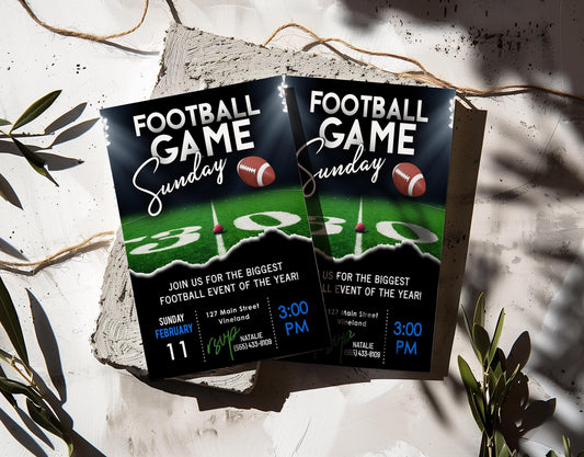 Football Game Sunday Party Invitation | American Football Bowl Invitation | Super Football Party | Watch Party | Editable Template Invite